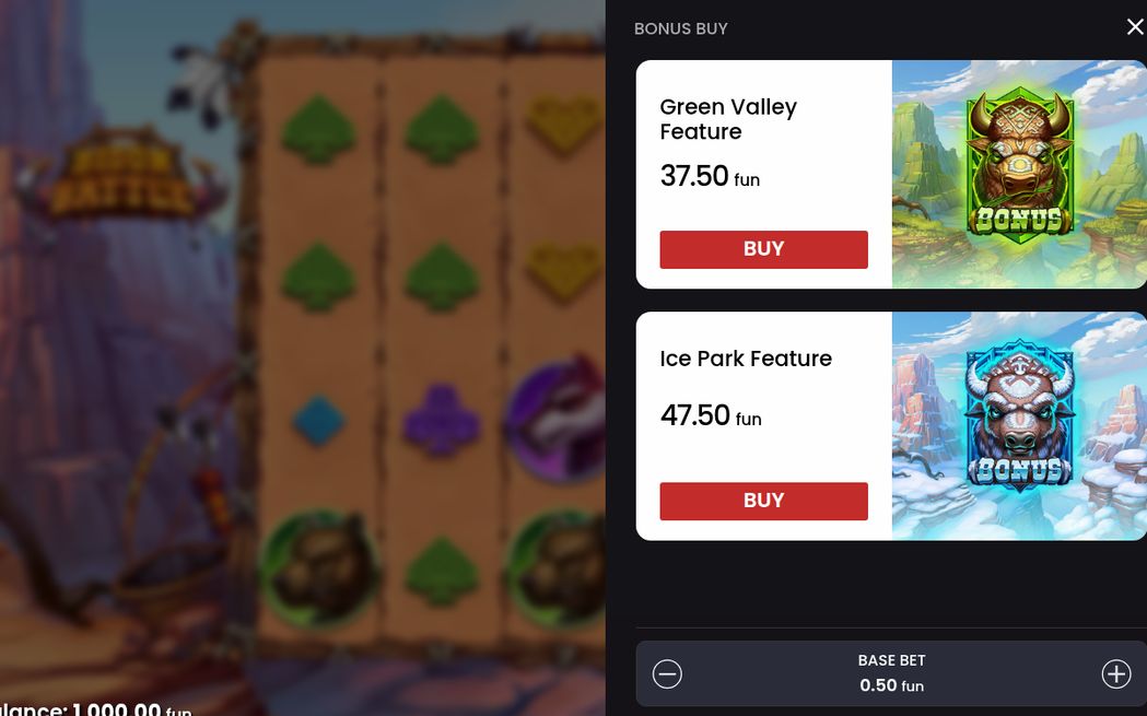 Ice Park Feature with Red Bison and Bison Coin symbols